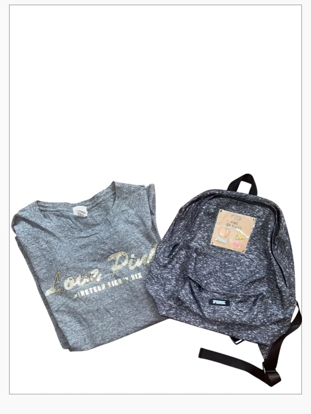 Victoria’s Secret pink 2022 backpack + pins + FREE LOVE PINK shirt Medium